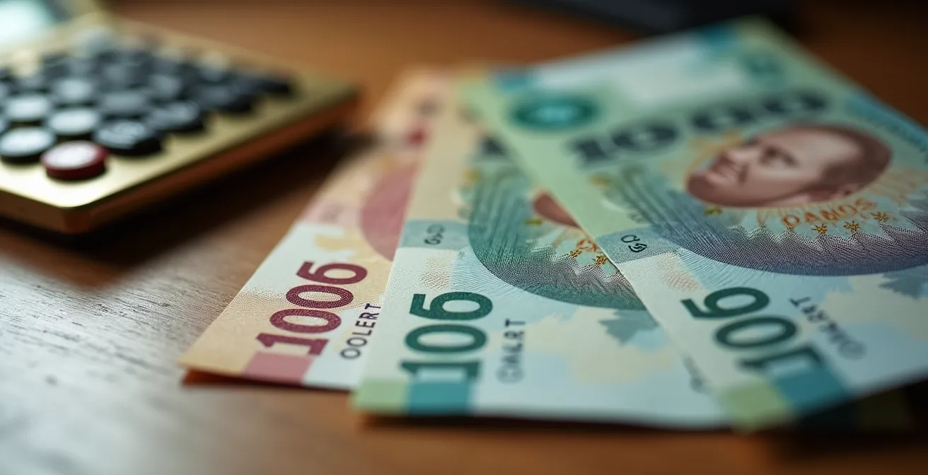 Analyse financière pour l'achat d'un plex avec calculatrice et documents