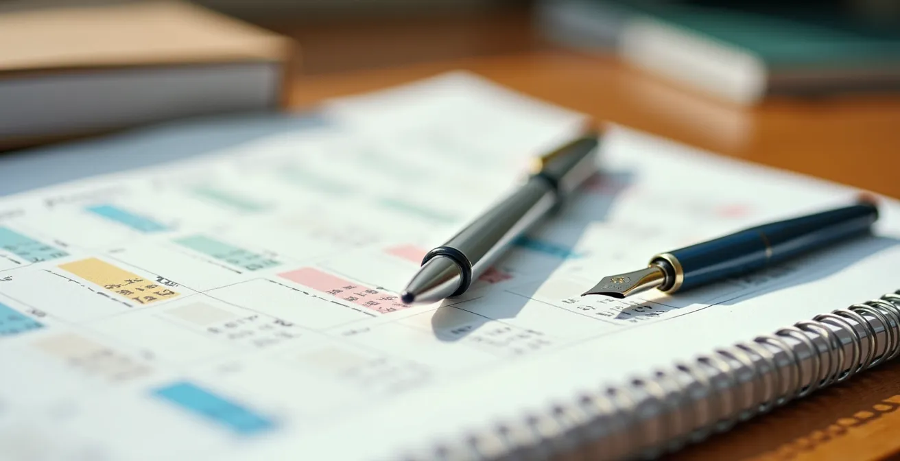 Calendrier marqué avec les dates importantes du processus de paiement de la taxe de bienvenue.