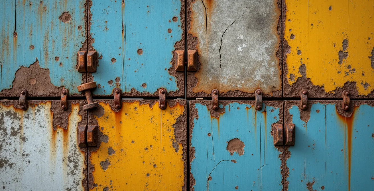 Vue macro détaillée de matériaux de construction vieillissants