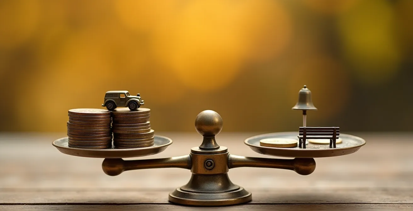 Balance symbolique équilibrant taxes municipales et qualité des services publics