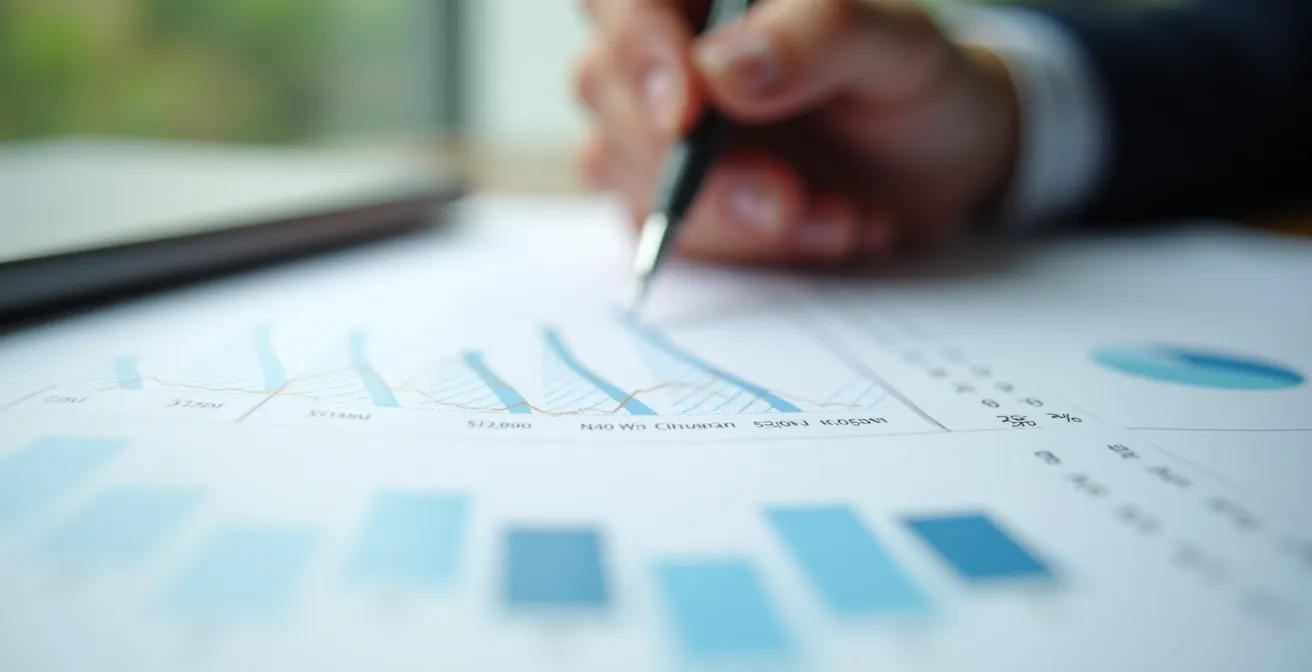 Analyse de données immobilières avec courbes de tendances sur écran