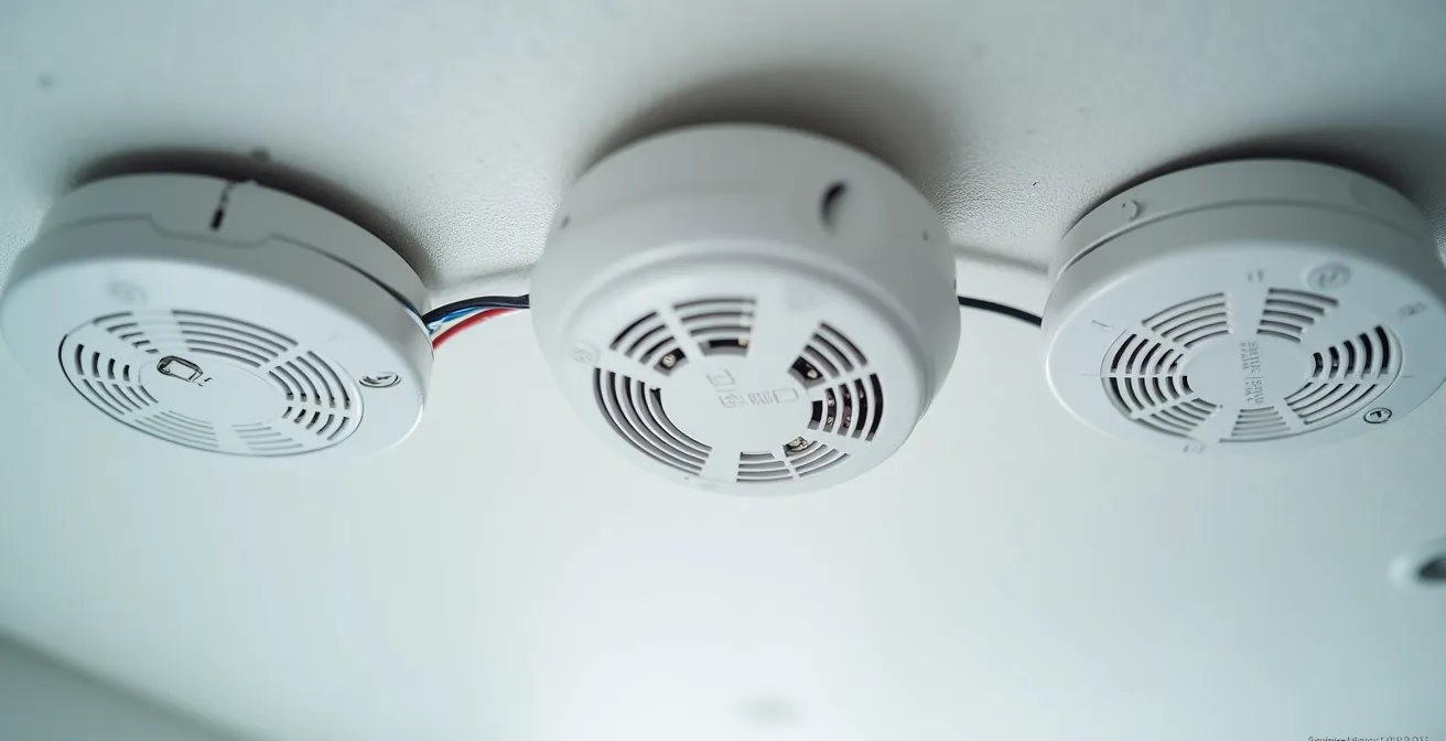 Installation d'avertisseurs de fumée interconnectés au plafond selon les normes de sécurité