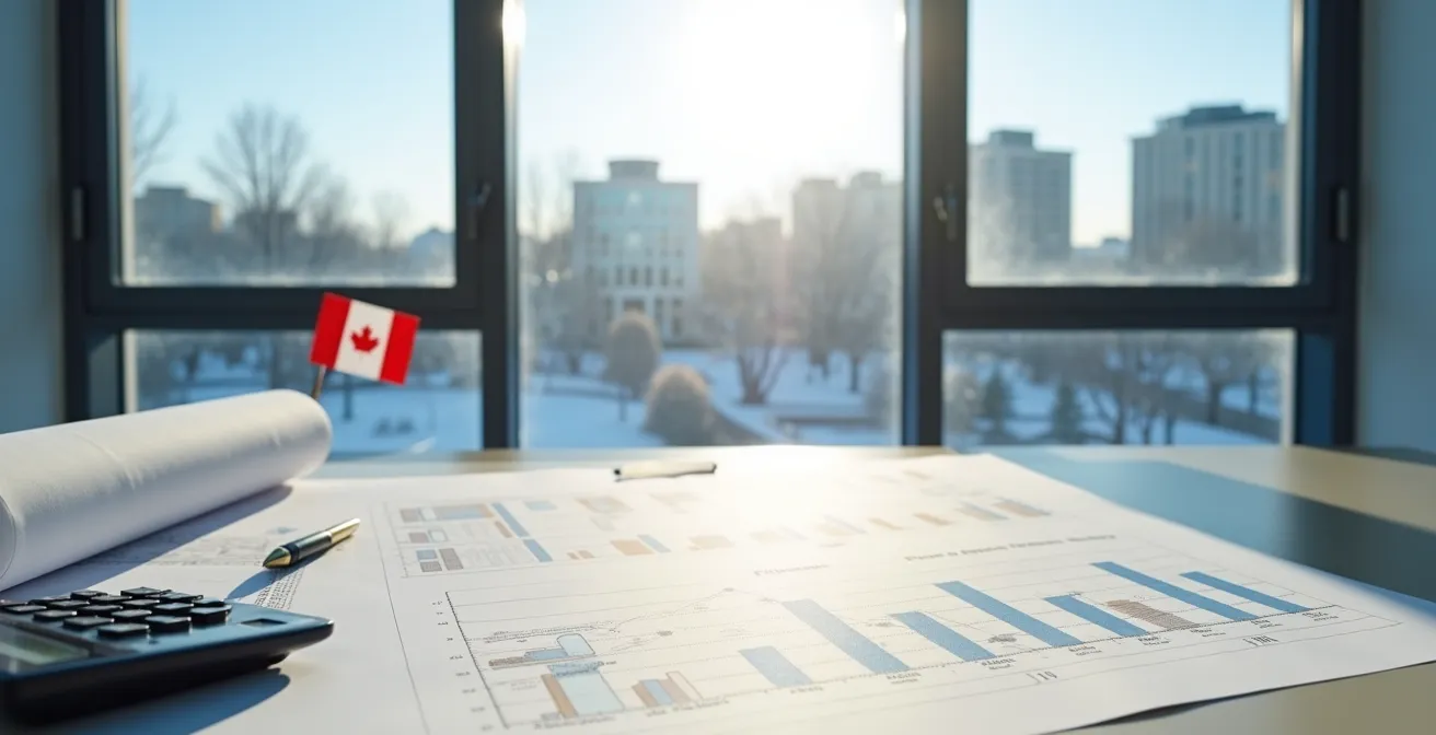 Plan d'affaires immobilier avec projections de rentabilité sur bureau québécois